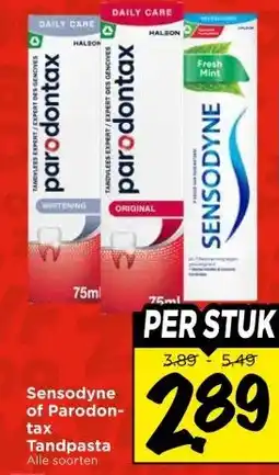 Vomar Voordeelmarkt Sensodyne of Parodon-tax Tandpasta aanbieding