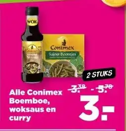 PLUS Alle Conimex Boemboe, woksaus en curry aanbieding