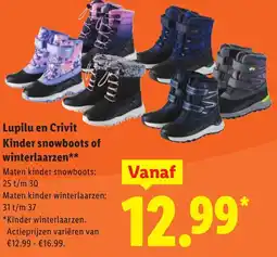 Lidl Lupilu en Crivit Kinder snowboots of winterlaarzen aanbieding