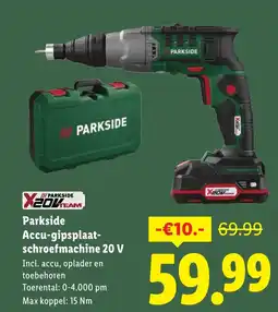 Lidl Parkside Accu-gipsplaat- schroefmachine 20 V aanbieding