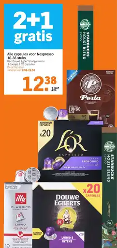 Albert Heijn Alle capsules voor Nespresso 10-36 stuks aanbieding