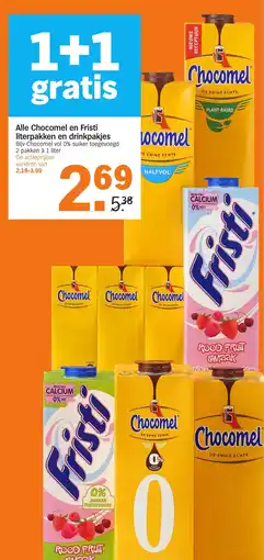 Albert Heijn Alle Chocomel en Fristi literpakken en drinkpakjes aanbieding
