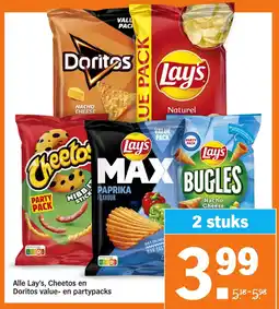 Albert Heijn Alle Lay's, Cheetos en Doritos value- en partypacks aanbieding