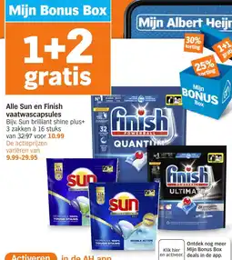 Albert Heijn Alle Sun en Finish vaatwascapsules aanbieding
