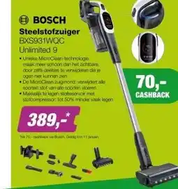 EP BOSCH BXS931WQC Unlimited 9 Steelstofzuiger - Wit aanbieding