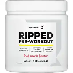 Etos Body&Fit ripped pre-workout fruit punch 225gr aanbieding