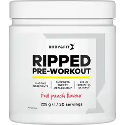 Etos Body&Fit ripped pre-workout fruit punch 225gr aanbieding