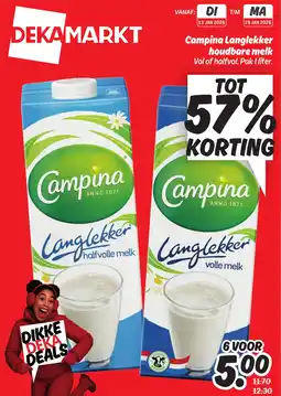 Dekamarkt Campina langlekker houdbare melk aanbieding