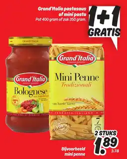 Dekamarkt Grand'italia pastasaus of mini pasta aanbieding
