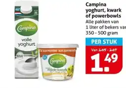 Hoogvliet Campina yoghurt, kwark of powerbowls aanbieding