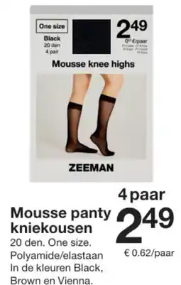 Zeeman Mousse panty kniekousen aanbieding