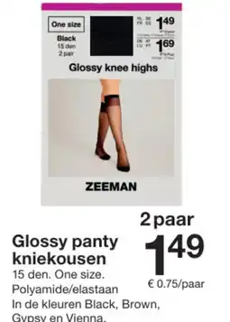 Zeeman Glossy panty kniekousen aanbieding