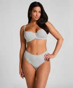 Hunkemoller Hunkemöller Brazilian Highleg Cotton Grijs aanbieding