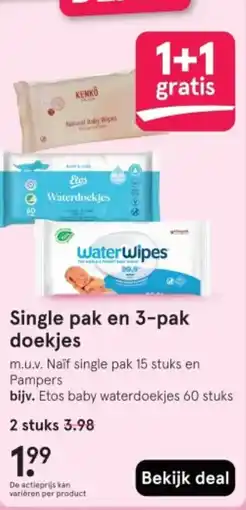 Etos Single pak en 3 pak doekjes aanbieding