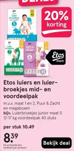 Etos Etos luiers en luier broekjes mid en voordeelpak aanbieding