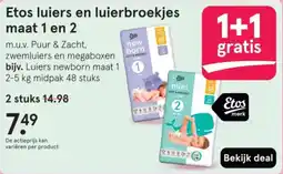 Etos Etos luiers en luierbroekjes maat 1 en 2 aanbieding