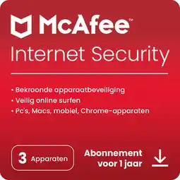 MediaMarkt Mcafee Internet Security 3 Toestellen - 1 Jaar Nederlands aanbieding