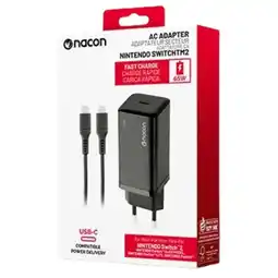 MediaMarkt Nacon Switch 2 65w 1.5m Oplader Grijs aanbieding