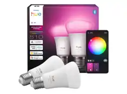 MediaMarkt Philips Hue Led A60 Bulb Wit En Gekleurd Licht E27 Fitting 2-pack Slimme Ledlamp aanbieding