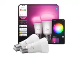 MediaMarkt Philips Hue Led A67 Bulb Wit En Gekleurd Licht E27 Fitting 2-pack Slimme Ledlamp aanbieding