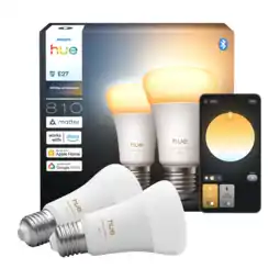 MediaMarkt Philips Hue Led A60 Warm Tot Koelwit Licht E27 Fitting 2-pack Slimme Ledlamp Wit aanbieding