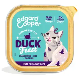 Pets Place Edgard&Cooper Adult Paté Festive - Kattenvoer - Eend 85 g aanbieding