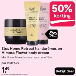 Etos Etos Home Retreat handcrèmes en Mimosa Flower body cream aanbieding
