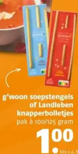 Poiesz G'woon soepstengels of Landleben knapperbolletjes aanbieding