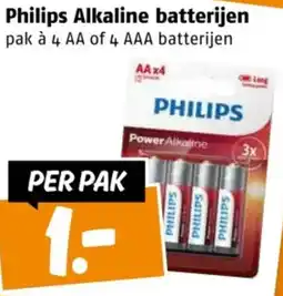Poiesz Philips Alkaline batterijen aanbieding