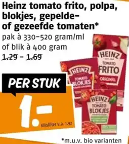 Poiesz Heinz tomato frito, polpa, blokjes, gepelde of gezeefde tomaten aanbieding