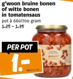 Poiesz G'woon bruine bonen of witte bonen in tomatensaus aanbieding