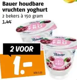 Poiesz Bauer houdbare vruchten yoghurt aanbieding
