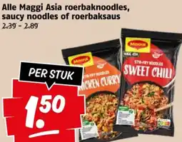 Poiesz Alle Maggi Asia roerbaknoodles, saucy noodles of roerbaksaus aanbieding