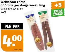 Poiesz Weidenaar Friese of Groninger droge worst lang aanbieding