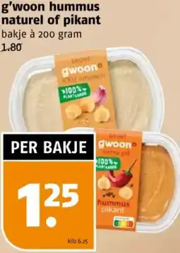 Poiesz G'woon hummus naturel of pikant aanbieding