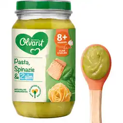 Jumbo Olvarit 8+ Maanden Pasta Spinazie Zalm 200g aanbieding