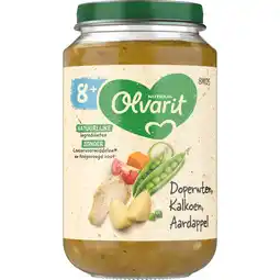 Jumbo Olvarit 8+ Maanden Doperwten Kalkoen Aardappel 200g aanbieding