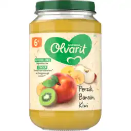 Jumbo Olvarit 6+ Maanden Perzik Banaan Kiwi 200g aanbieding