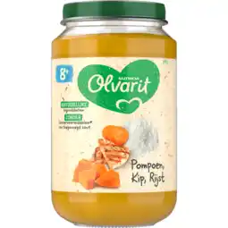 Jumbo Olvarit 8+ Maanden Pompoen Kip Rijst 200g aanbieding