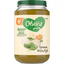 Jumbo Olvarit 6+ Maanden Spinazie Witvis Rijst 200g aanbieding