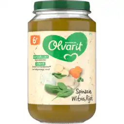 Jumbo Olvarit 6+ Maanden Spinazie Witvis Rijst 200g aanbieding