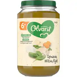Jumbo Olvarit 6+ Maanden Spinazie Witvis Rijst 200g aanbieding