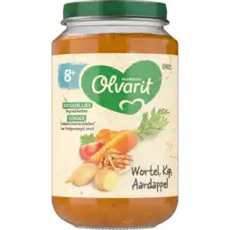 Jumbo Olvarit 8+ Maanden Wortel Kip Aardappel 200g aanbieding