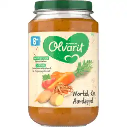 Jumbo Olvarit 8+ Maanden Wortel Kip Aardappel 200g aanbieding
