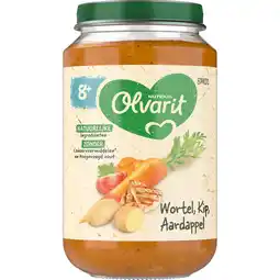Jumbo Olvarit 8+ Maanden Wortel Kip Aardappel 200g aanbieding