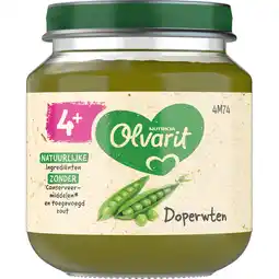 Jumbo Olvarit 4+ Maanden Doperwten 125g aanbieding