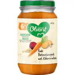 Jumbo Olvarit 6+ Maanden Rode Bietenstamppot met Kikkererwten 200 g aanbieding