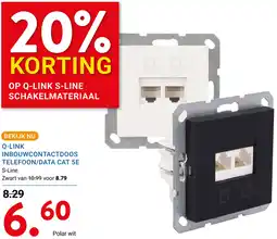 Kluswijs Q-link inbouwcontactdoos telefoon/data CAT 5E aanbieding