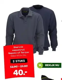 Welkoop Størvik sweattrui Napoli of Torino aanbieding