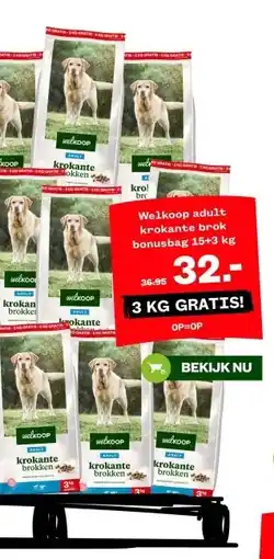 Welkoop Welkoop adult krokante brok bonusbag aanbieding